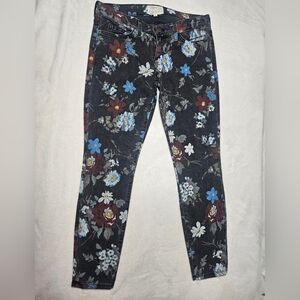 Current/Elliott Floral The Stileto Black Wild Flower  Skinny  Jeans